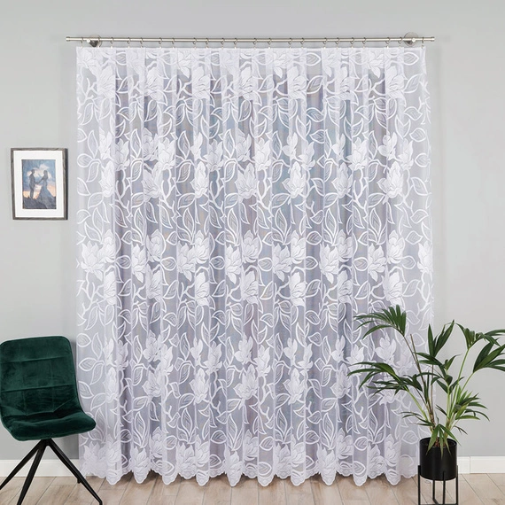 Firanka żakardowa na metry 023338 / kolor biały / kupon 230x250cm