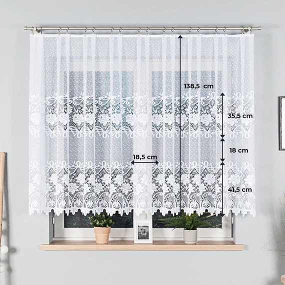 Firanka żakardowa 017480 / kolor biały / kupon 190x140cm