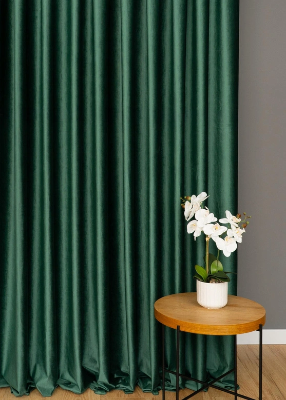Tkanina zasłonowa VELVET EDEN prążkowana / wysokość 280cm / kolor 17 ciemna zieleń butelkowa