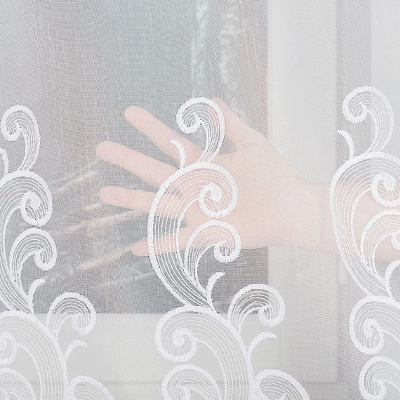 Firanka haftowana na metry 926122 / kolor biały / wysokość 180cm