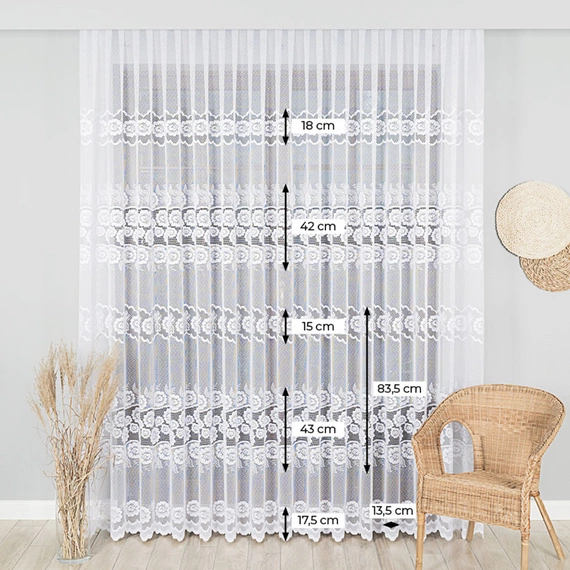 Firanka żakardowa na metry 044136 / kolor biały / wysokość 250cm