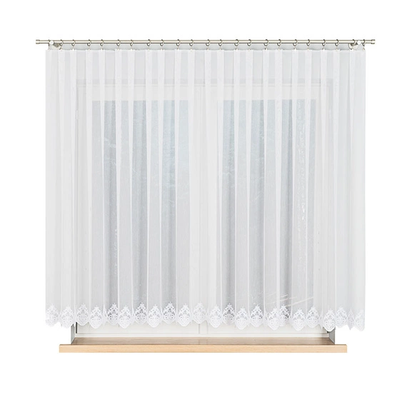 Firanka haftowana na metry 123592 / kolor biały / wysokość 150cm