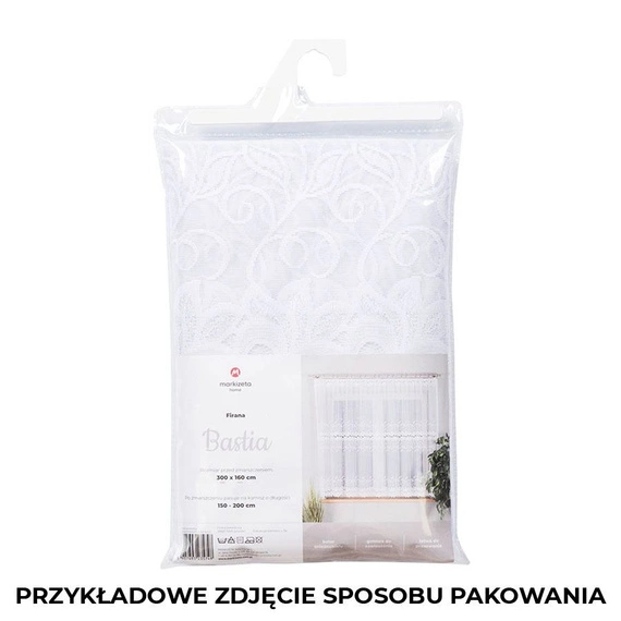 Firanka gotowa żakardowa BASTIA / 250x120cm / kolor biały