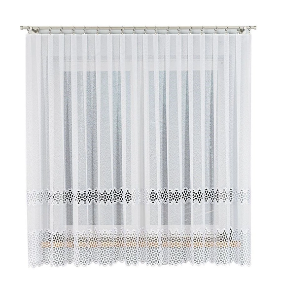 Firanka z aplikacją z wzorem pasowym 008897 / kolor biały / wysokość 175cm