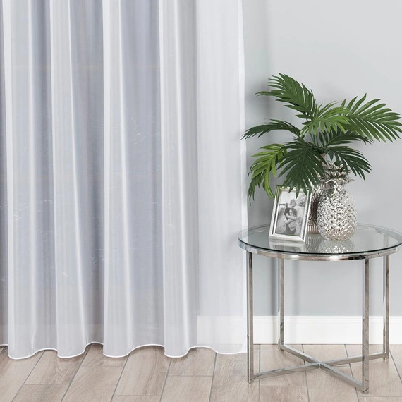 Woal gładki PREMIUM z obciążnikiem / kolor biały / wysokość 320cm