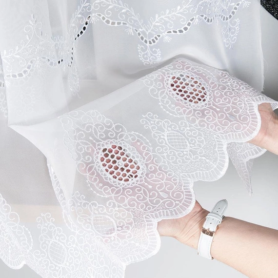 Firanka haftowana 029769 / kolor biały / wysokość 160cm