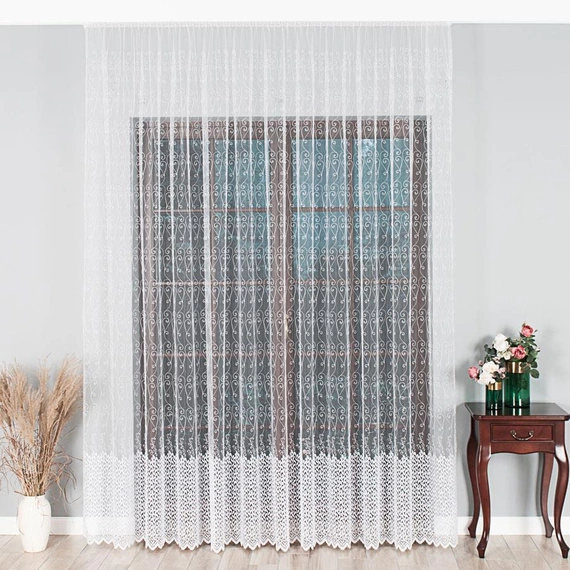 Firanka haftowana 908486 / kolor biały / wysokość 290cm