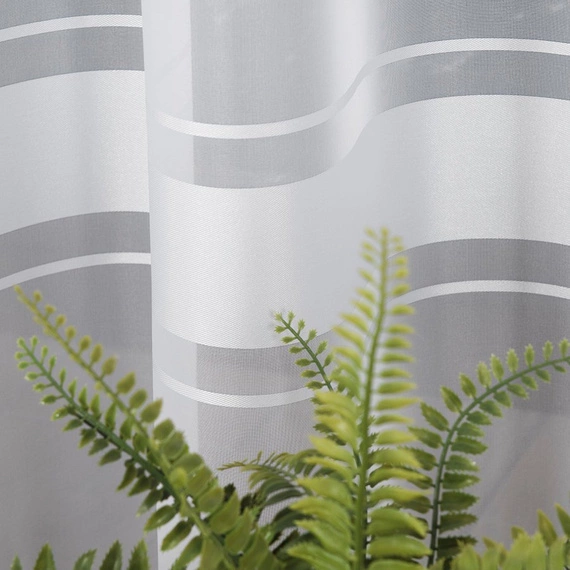 Woal z atłasowymi pasami 000762 z obciążnikem kolor biały / kupon 110x290cm