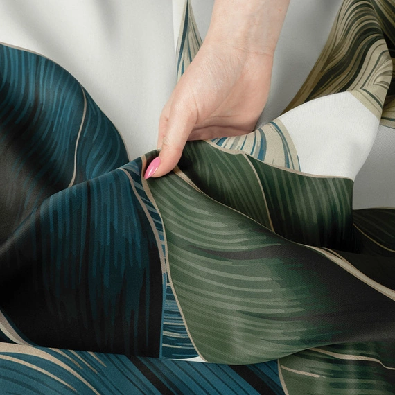 Tkanina zasłonowa w liście ZURIN / wysokość 300cm