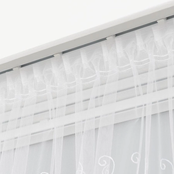 Firanka haftowana 908486 / kolor biały / wysokość 290cm