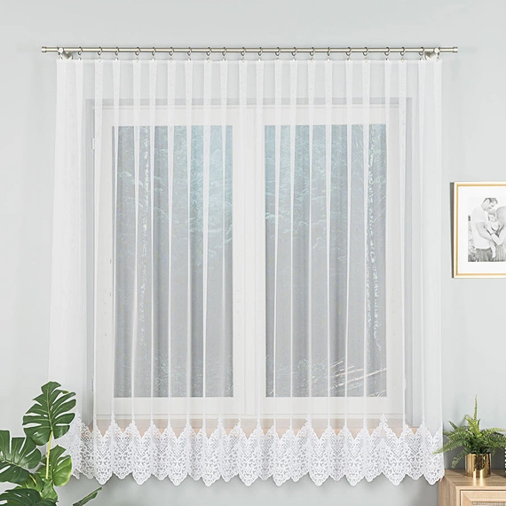 Firanka haftowana na metry 241736 / kolor biały / wysokość 180cm