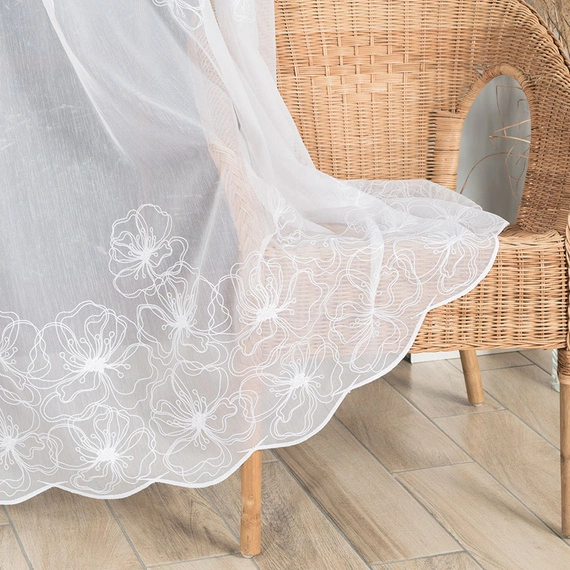 Firanka haftowana na metry 051204 / kolor biały / wysokość 280cm