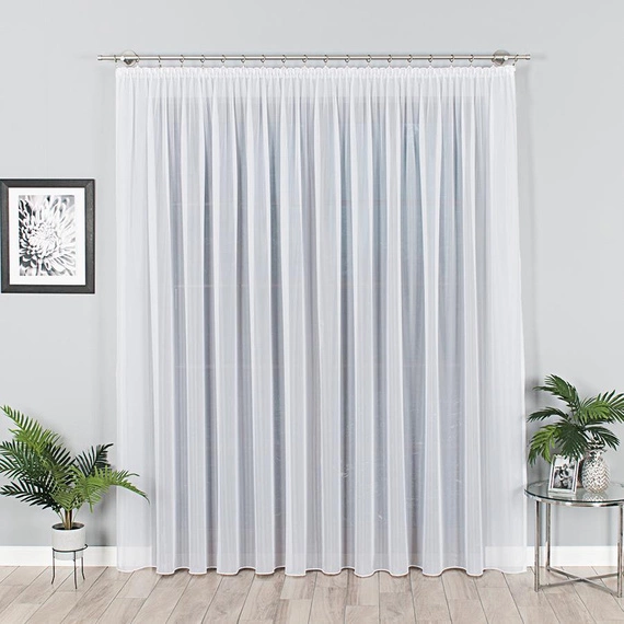 Woal gładki PREMIUM z obciążnikiem / kolor biały / wysokość 320cm