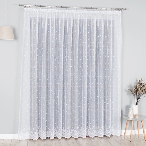 Firanka żakardowa 054160 / kolor biały / kupon 100x250cm