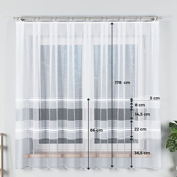 Firanka żakardowa na metry 018601 (szare pasy) - wysokość 180cm