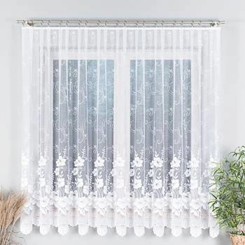 Firanka żakardowa 018041 / kolor biały / kupon 210x180cm