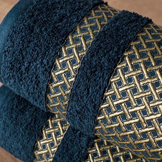 LIONEL Ręcznik, 70x140cm, kolor 110 granatowy ze złotą bordiurą LIONEL/RB0/110/070140/1