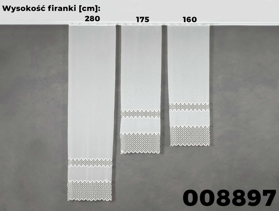 Firanka haftowana z aplikacją na metry 008897 / kolor kremowy / wysokość 175cm