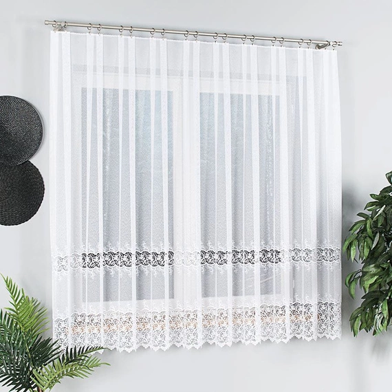 Firanka z aplikacją gipiurową 008210 / wysokość 175cm