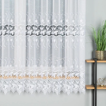 Firanka haftowana z aplikacją na metry 122795 / kolor biały / wysokość 180cm