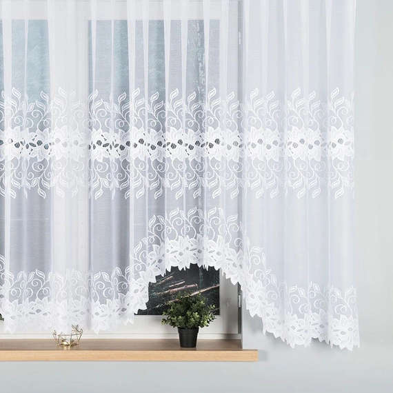 Firanka gotowa żakardowa BASTIA / 500x160cm / kolor biały