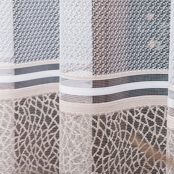 Firanka żakardowa na metry 017834 / kolor biały + złoty / wysokość 250cm