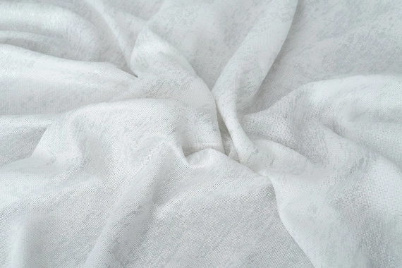 Tkanina dekoracyjna na metry SORO / wysokość 300cm / kolor biały + srebrny S6-1