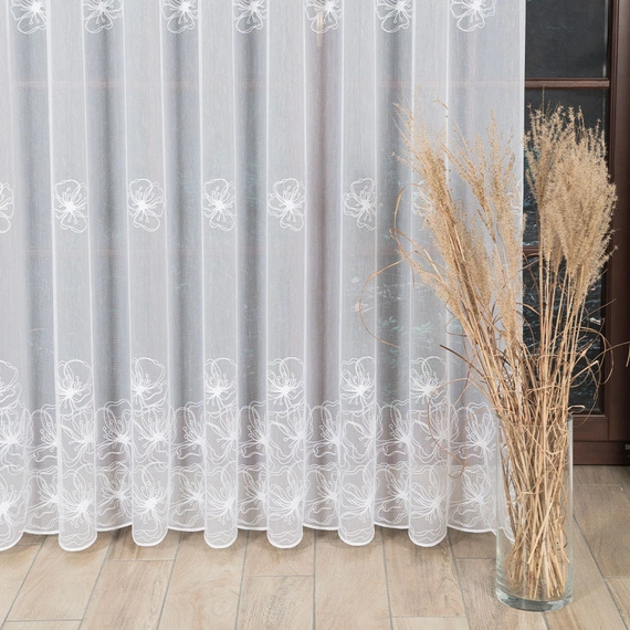 Firanka haftowana na metry 051204 / kolor biały / wysokość 280cm