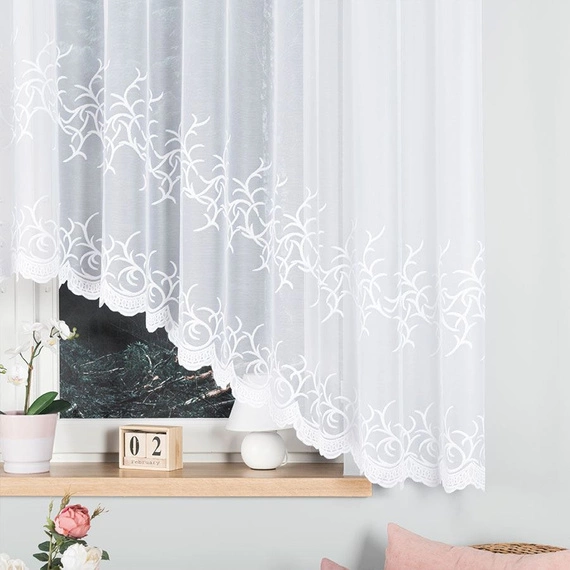 Firanka gotowa żakardowa BAKARO / 420x160cm / kolor biały
