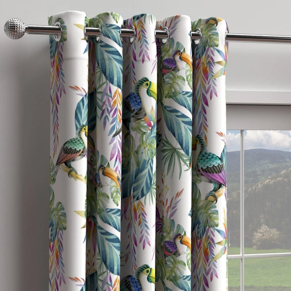 Tkanina zasłonowa w liście, pastelowa TUKANY 105 - 150cm