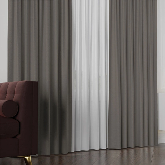 Tkanina zasłonowa na metry Lukrecja / wysokość 310cm / kolor 016 szarobrązowy