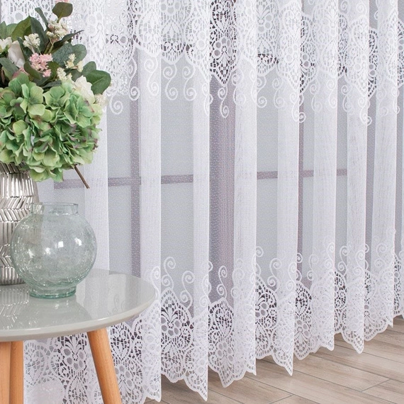 Firanka żakardowa 018495 / kolor biały / wysokość 250cm