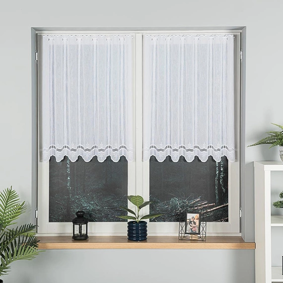 Firanka zazdroska haftowana na metry 044716 / kolor biały / wysokość 90cm