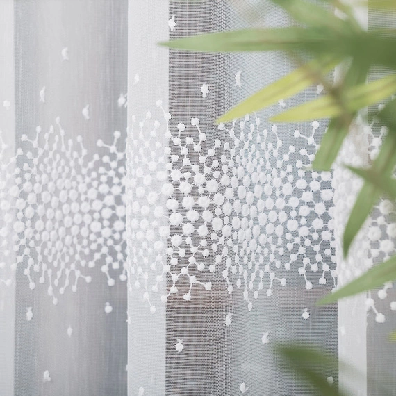 Firanka haftowana na metry 112853 / kolor biały / wysokość 280cm