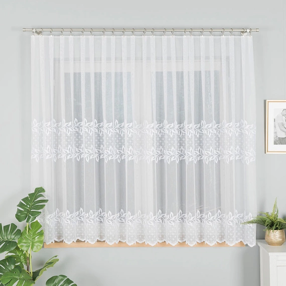 Firanka haftowana na metry 127136 / kolor biały / wysokość 160cm