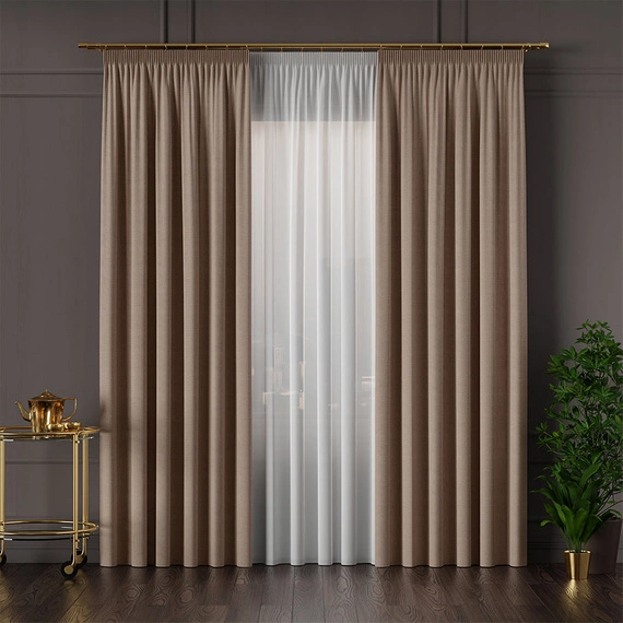 Tkanina zasłonowa IBIZA / wysokość 300cm / kolor 018 jasnobrązowy