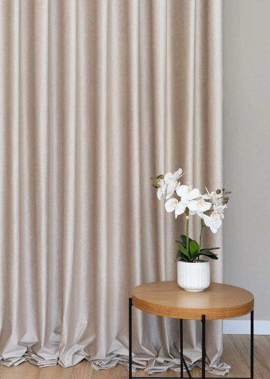 Tkanina zasłonowa VELVET EDEN prążkowana / wysokość 280cm / kolor 06 ciepły beż