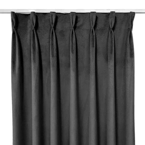 Zasłona gotowa na fleksach Velvet Deluxe / szyta na miarę / kolor 16 grafitowy