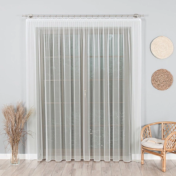 Firanka tiulowa z obciążnikiem, TULGREK kolor kremowy - kupon 330x315cm