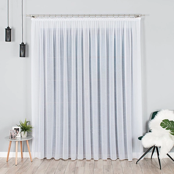 Woal kreszowany PREMIUM z obciążnikiem / kolor biały / kupon 440x110cm