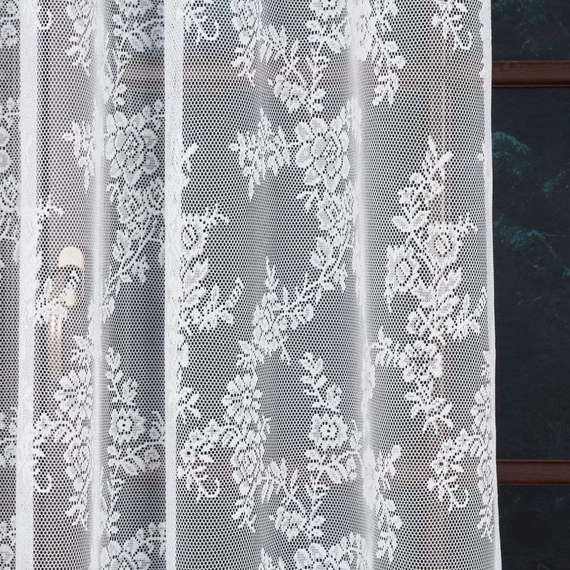 Firanka żakardowa 090375 / kolor biały / kupon 200x250cm