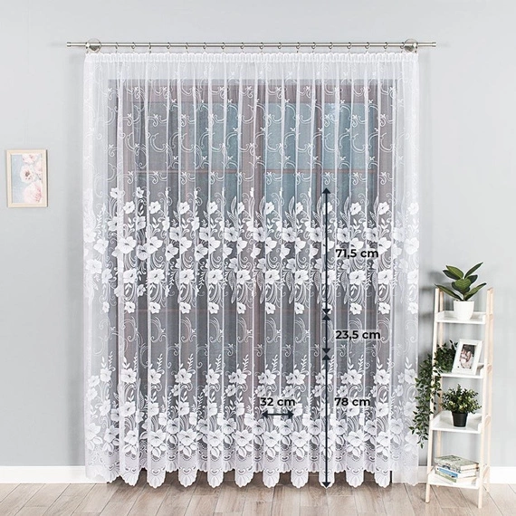 Firanka żakardowa 018041 / kolor biały / kupon 180x250cm