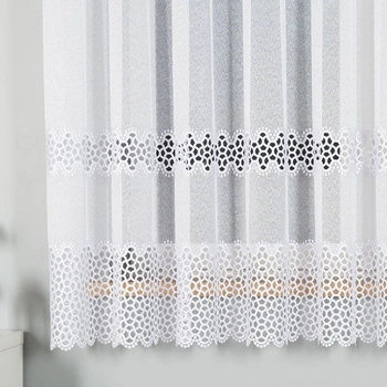 Firanka z aplikacją z wzorem pasowym 008897 / kolor biały / wysokość 175cm