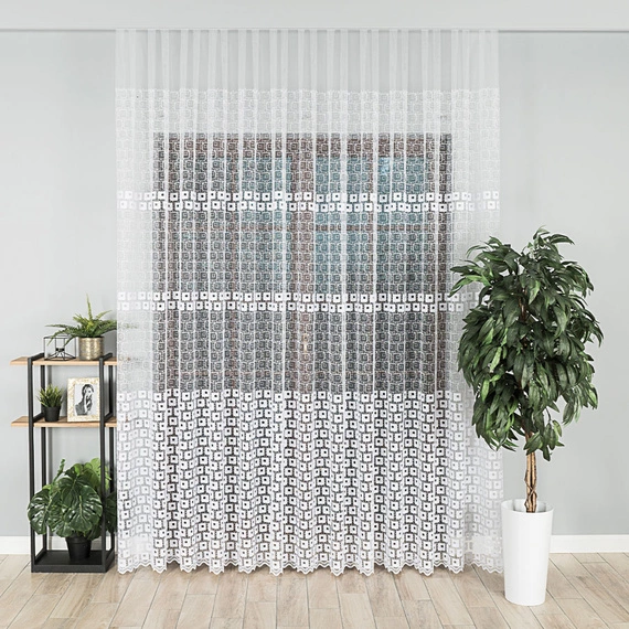 Firanka haftowana na metry 810437 / kolor biały / wysokość 280cm