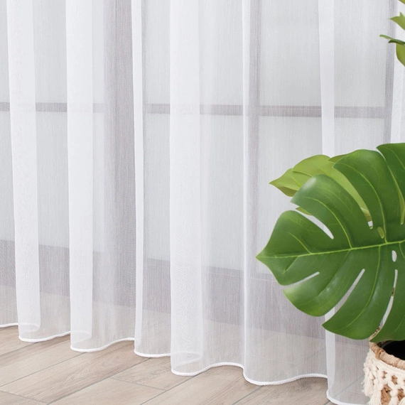 Firanka fantazyjna 017464 z obciążnikiem / kolor biały / wysokość 300cm