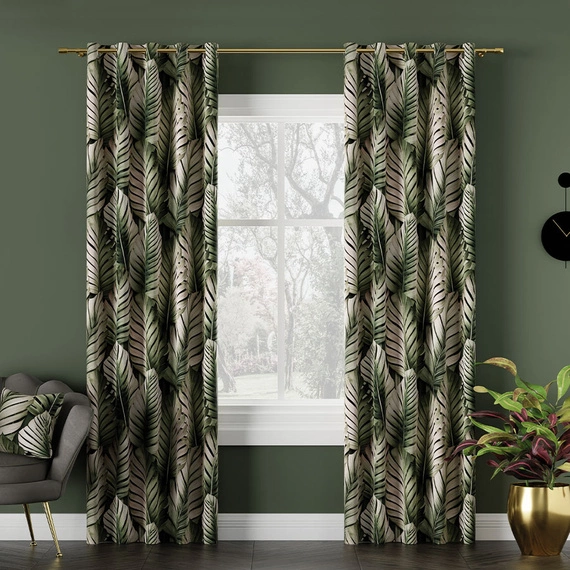 Tkanina zasłonowa w liście TROPICANA / wysokość 300cm