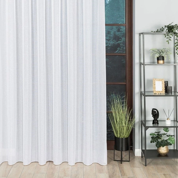 Firanka fantazyjna z pionowymi pasami 001215 / kolor biały z czarnym / wysokość 300cm