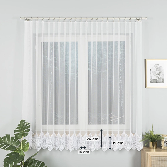 Firanka haftowana na metry 241736 / kolor biały / wysokość 180cm