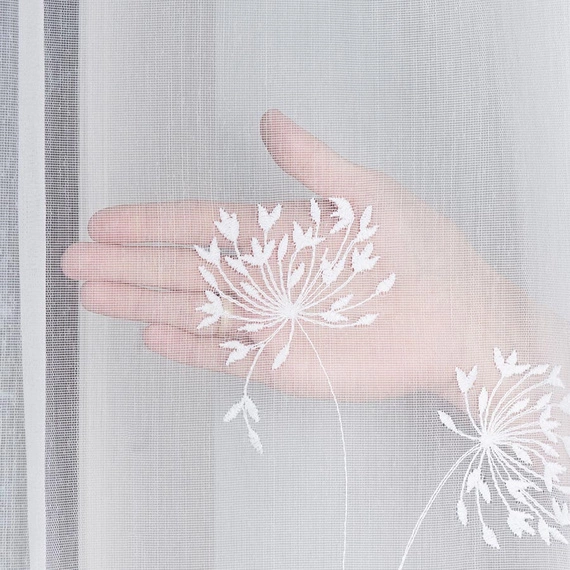 Firanka zazdroska haftowana na metry 053801 / kolor biały / wysokość 45cm