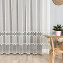 Firanka z aplikacją z wzorem pasowym 008897 / kolor kremowy / wysokość 280cm